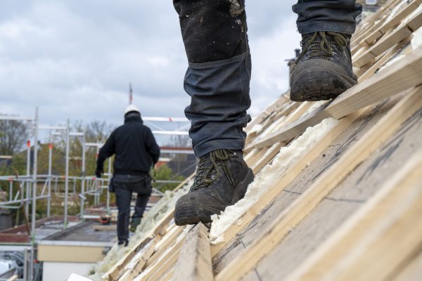 Roofing team working at height