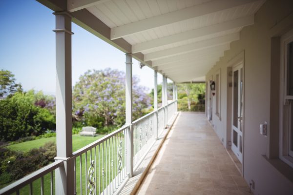 View of empty corridor and railing